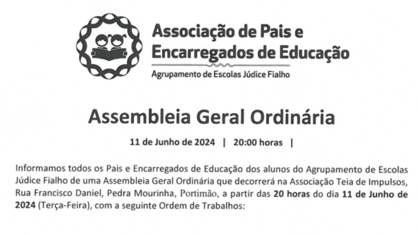 APEE do AEJF - Assembleia Geral Ordinária