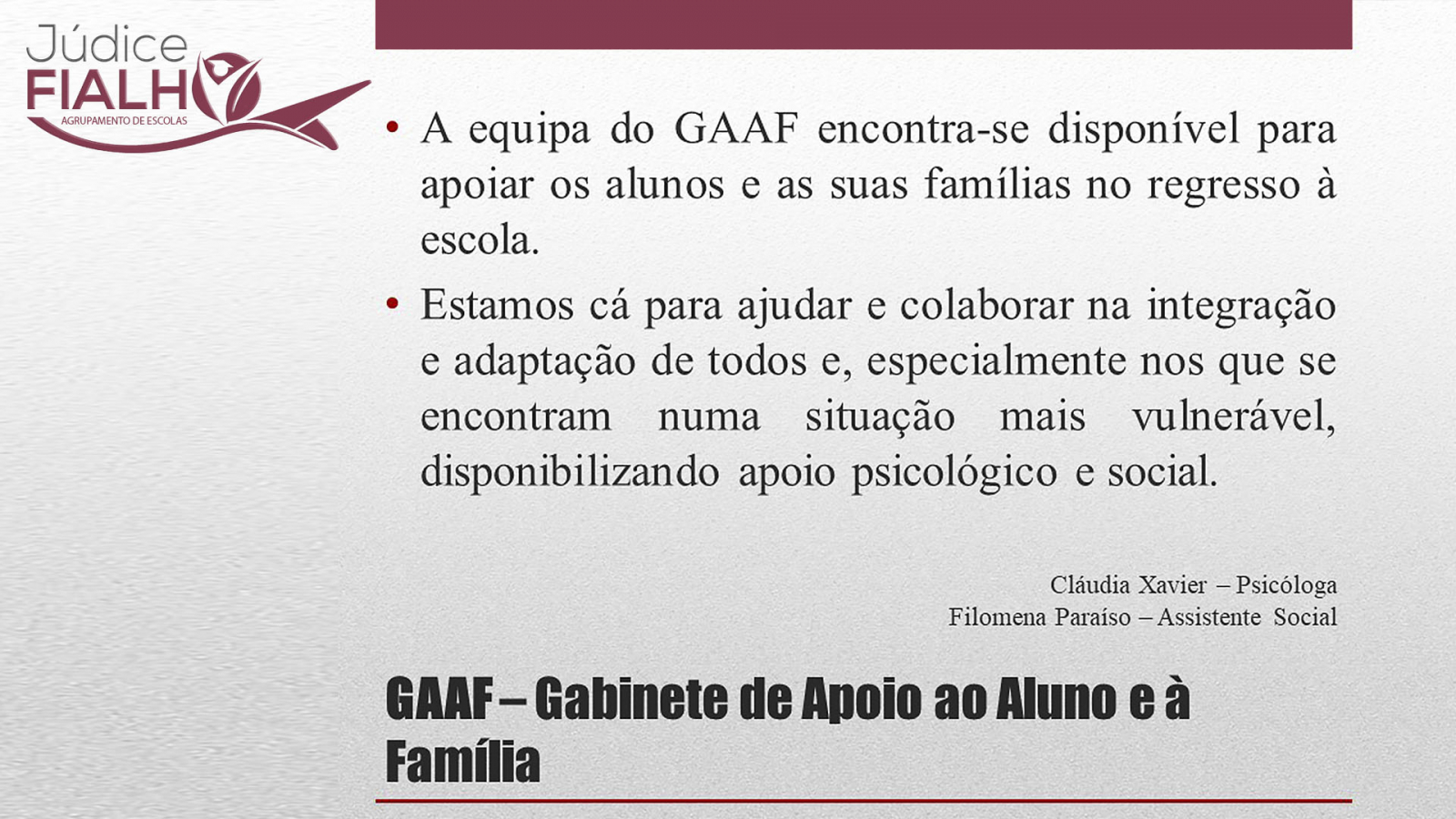 GAAF – Gabinete de Apoio ao Aluno e à Família